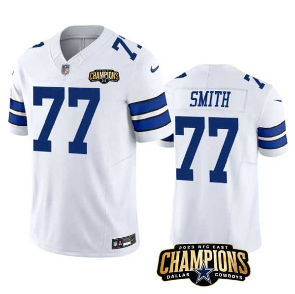 Men & Women & Youth Dallas Cowboys #77 Tyron Smith White 2023 F.U.S.E. NFC East Champions Patch Stitched Jersey